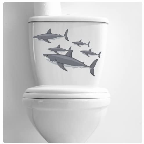 Great White Shark Stickers [Waterproof] Photographic Quality Toilet & Bathroom Decal, Fish Tank Decor Graphics DIY Peel & Stick Perfect for Cars & Other Home Projects. LaoGraphics® (Sharks)