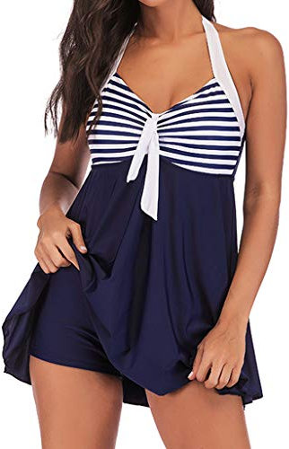 Maillot De Bain 1 PièCe Shorty Piscine,Col en V Profond du Dos Maillot de Bain Une pièce Elégant Vintage Imprimé Monokini Swimsuits Taille Haute Amincissant Maillots Grande Taille
