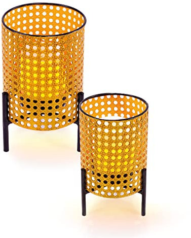 esotec Solar-Dekoleuchte LED-Kerze für außen SAMOA | 2er SET mit Flackerlicht LED-Dekolicht Feuer Flamme Tischleuchte | Solarlaterne Stehleuchte | Solarlichter-Kerze METALL braun Akku IP44 103107