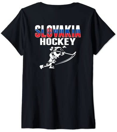 Damen Slowakei Eishockey Fans Trikot Slowakische Hockey Team Supporter T-Shirt mit V-Ausschnitt