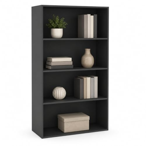 URBNLIVING Wide Wooden Bookcase Storage Shelf Unit, 3 Tier or 4 Tier Display Shelving Cabinet for Living Room, Dining Room, Bedroom & Home Office