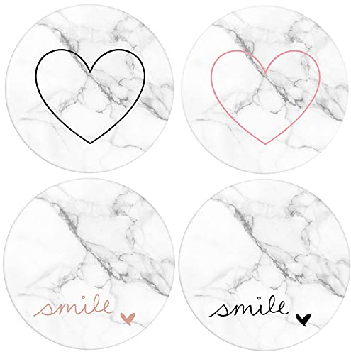 Klappbarer Handy Ständer für Smartphone (4 Stück) - Schwarz Weiß Marmor Rosegold Smiley Herz Rosa