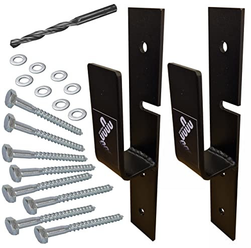 Y Anchor Heavy Duty 5mm x 50mm Door Barricade Brackets with Heavy Duty 10mm x 80mm Coach Screw Bolts and Drill bit - New to Market!, Black