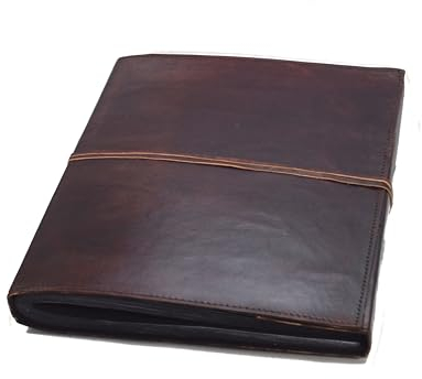 ROOGU Indien Klassik * XXL Fotoalbum aus Leder – Handgefertigtes Vintage-Album mit schwarzem Baumwollpapier – Für 240 Fotos (10x15 cm), Handmade in Indien