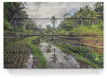 artboxONE Holzbild 60x40 cm Natur Bali-Landschaft von Künstler Manjik