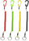 Pack of 4 Fishing Lanyards, Spiral Cable Fishing Lanyard, Anti-Lost Spiral Safety Rope with Carabiner, Elastic Spiral Key Ring, Stretchy Key Chain, Tool for Boating, Kayaking, Camping, Hunting