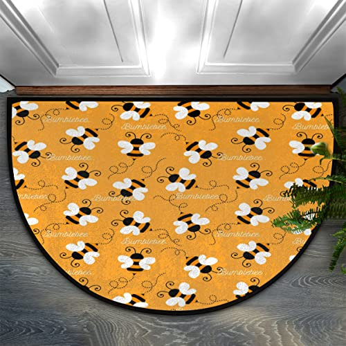 Bee Honey Round Doormat 91.4 x 61 cm, Bumble Bee Entrance Door Mat Indoor Outdoor Machine Washable Anti Slip Absorbent Mat Rug Floor Mat Carpet