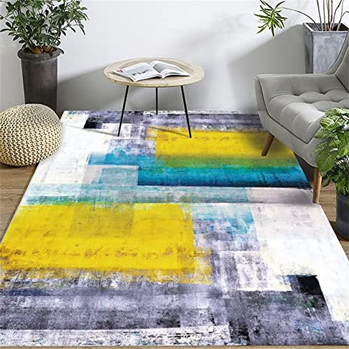 RUGMRZ Area Rug Dywany Do Salonu Webteppich Gelb Blauer Teppich Wohnzimmer Schlafzimmer Dekoration Rechteckig modern ohne Verformung Babyzimmer Teppich Junge 60X90cm