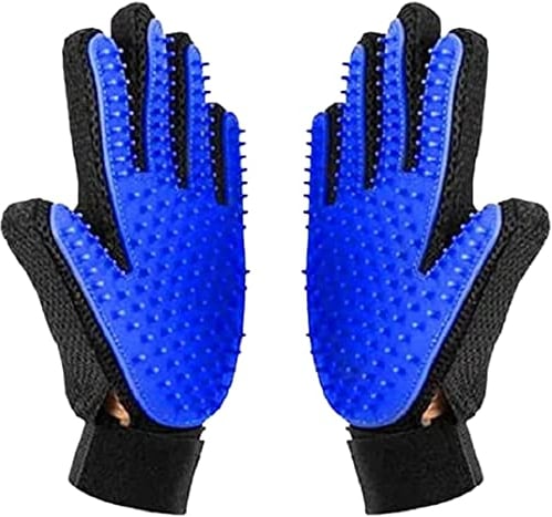 Pet Grooming Gloves – 2 pcs Right and Left Hand Dog Brush – Silicone Glove with Soft Bristles – New and Improved Pet Hair Removal – For Cats and Dogs