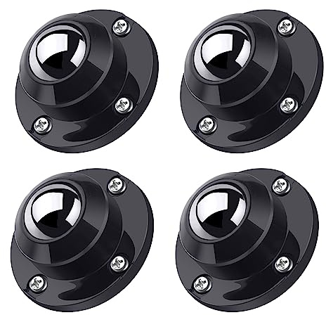 PlusRoc 4 Pack 1 Inch Self Adhesive Paste Caster Wheels for Furniture Kitchen Appliance Rollers, Load Capacity 28LBS Per Wheel, Low Profile Swivel Wheels for Bucket Storage Bins