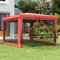 HOMIUSE Partyzelt mit 4 Mesh-Seitenwänden Pavillon 3x4 Wasserdicht Stabil Winterfest Faltpavillon Pavillion 3x4 m HDPE Rot Grillpavillon Verkaufsstand Gartenpavillon Gartenlaube Pavillon