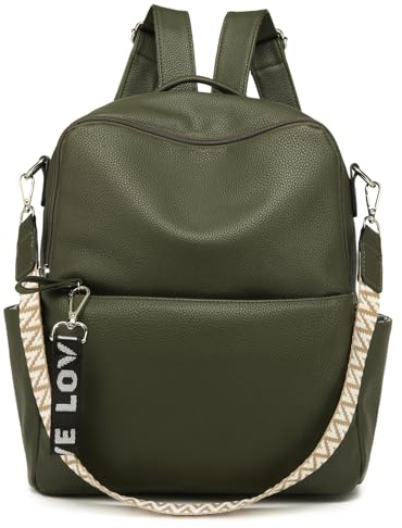 Suweir Rucksack Damen Klein - 2 in 1 Rucksacktasche Damen Leder PU Schultertasche Schulrucksack Wasserdicht Lederrucksack Anti Diebstahl Rucksack Tagesrucksack für Reisen, Arbeit, Schule (Grün)