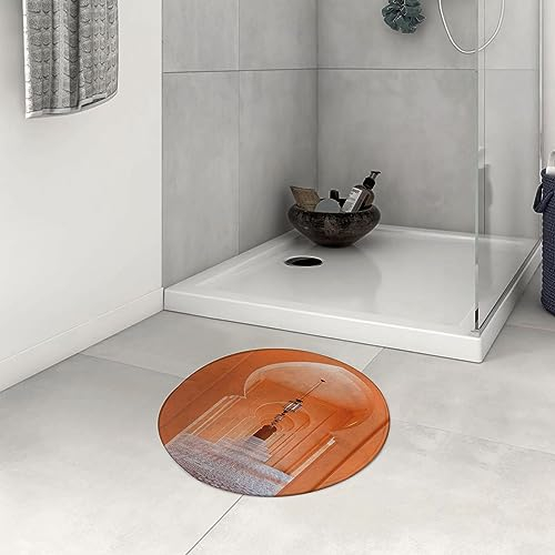 Badezimmerteppich rutschfest Orient marokkanischer Gehweg mit Motiven und Elementen Visual Oriental Photoa Waschbar teppich rund Weich Flauschig Badteppich Weich Kurzflor Mikrofaser Badvorleger 60 cm