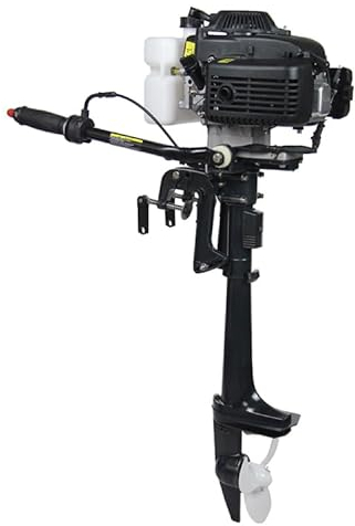 Außenbordmotor 4 PS, 4-Takt Bootsmotor mit 360-Grad-Lenkfunktion Luftkühlungs-System für Schlauchboote Eisenboote Kunststoffboote Glasfaserboote Holzboote