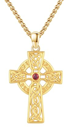 MEDWISE Herren GoldKette 925 Sterling Silber ViKing Kreuz Kette Keltisches Kreuz Anhänger Keltisches Wikinger Kette Keltischer Anhänger Vergoldete Keltischer Schmuck für Damen Herren Sohn Freundin