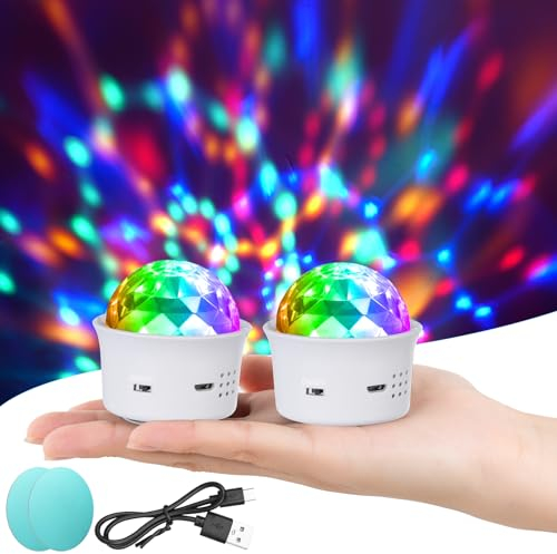 URAQT Disco Lights for Parties, Sound Activated Mini Disco Ball Light, DJ Strobe Ball with Mirror and Glitter Effect, Stage Lights for Party Kids Birthday Club Family Gathering Christmas, 1pc, White