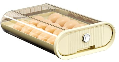 Serlium Eierhalter für Kühlschrank, Eierbehälter, Schubladentyp, Kunststoff-Eierablage, Aufbewahrungsbox für Kühlschrank, Kühlschrank, Küche, Zuhause (Creme)