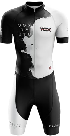 VOXCAUTQ Triathlon Anzug Herren,Herren Pro Fahrrad Skinsuit Kurzarm,Einteiliges Radtrikot,Triathlon Einteiler Kurz - 3Taschen für Wettkampf Run, Cycle, Swim (Typ-11,L)