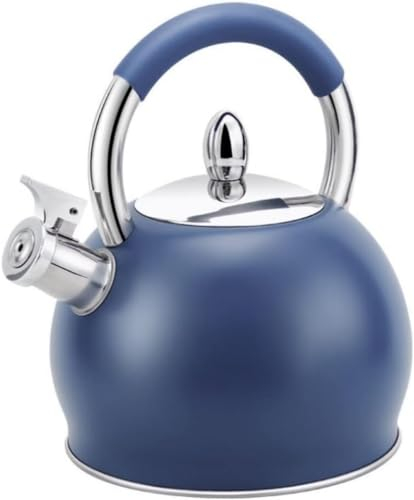 Tetera silbante de acero inoxidable 304, hervidor silbante de 3 litros, hervidor de agua, hervidor de agua, hervidor de agua, calentador de agua, olla de estufa, tetera con silbato, azul, 3 L
