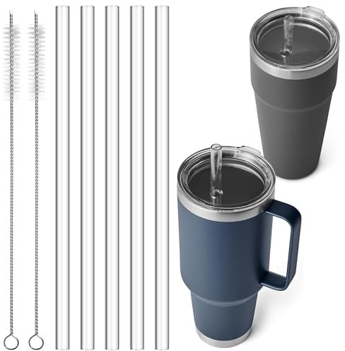 Diumepo Straw for YETI Rambler 42 oz Straw Cup, Reusable Clear Transparent Tritan Drinking Straws for YETI Tumbler 25 26 35 oz Cup