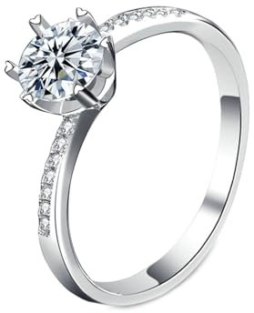 Gualiy 14 Karat 585 Gold Ring, Weißgold Echt Gold Damen Ring Solitär Ring mit Rund Labor Diamant 1ct Ringe Größe 52