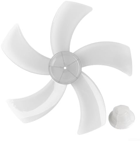 Fan Blade, Low Noise 18 Inch Household Plastic Fan Blade Five Leaves with Nut Cover for Pedestal and Desk Fans(Transparent White)