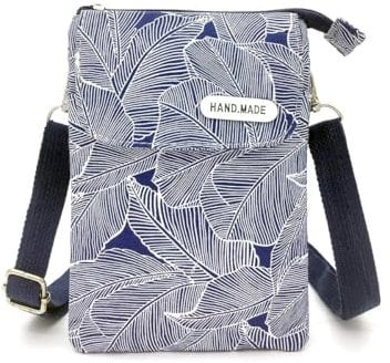 Narunii Petit Sacoche Telephone Portable Femmes,Pochette Portable Bandoulière Femme,Toile Sac Telephone Portable Femme pour Voyages,Shopping,Quotidiens (Bleu)