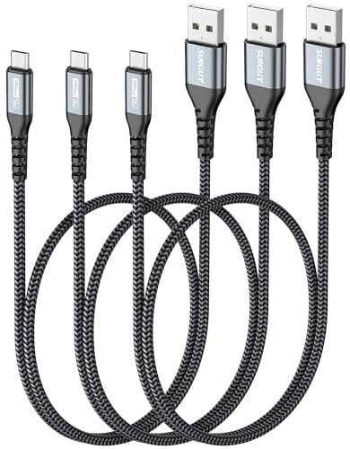 SUNGUY Micro USB Cable, 【3Pack 2FT/0.6M】 Micro USB to USB Cable Nylon Braided, Micro USB Fast Charging Cable for Samsung S6 S7 Edge,Tab 4,Moto E4 G5S Plus,Sony Xperia Z3 Z5,Kindle HD,PS4,Xbox