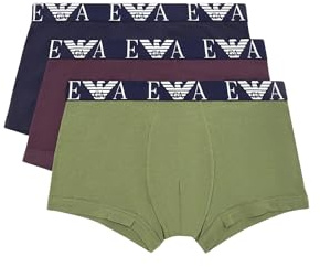 Emporio Armani Mens 3 Pack Logo Trunks Green/Blue/Red 20385 M