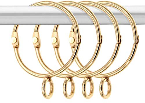 Sessleger 30 Stück Vorhangringe aus Gold, offen und geschlossen, Vorhangschnallen aus Metall, rostfrei, mit Öse für Broschen mit Haken (3,8 cm)