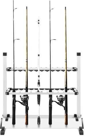 CCAUUB Fishing Rod Rack Stand 24 Rods Fishing Rods Aluminium Rod Holder Fishing Rod Stand Strong Rod Stand Storage Holder Aluminium Alloy Display Rack 24-Rod 72 cm