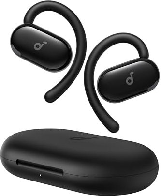 Soundcore by Anker V20i TWS Earbuds Ultra Comfort with Open Ear Design (Open-Ear), Clear Interviews with 4 Microphones and AI, Black - A3876