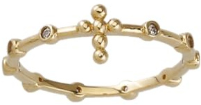JC Trauringe Kreuzring Goldring Schmuckring Kreuz in Echt 585 Gold klassische, schlichte Damenringe mit Zirkonia Steine Damen Schmuck in Gelbgold inkl. Schmucketui 8792