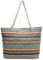 Women's Large Rainbow-Colored Rattan Straw Fabric Woven Tote Bag - Ideal for Summer Beach Outings