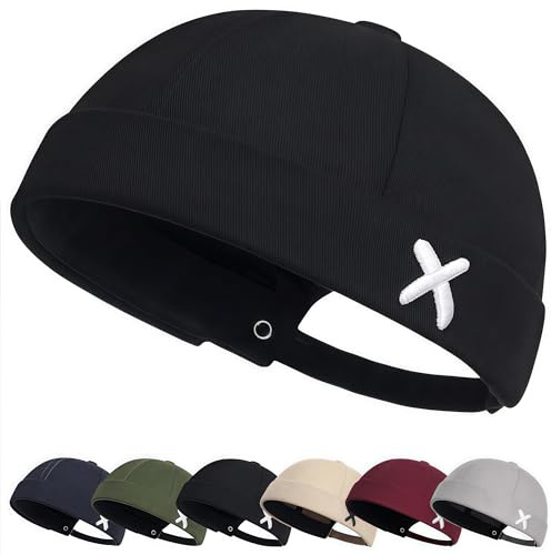 YKDLLF Retro Cotone Docker Hat Cappello Senza Visiera Berretto da Portuale Uomo Donna Berretto Cotone Cappellino da Portuale Uomo Retro Docker-cap da Motociclista Cappello