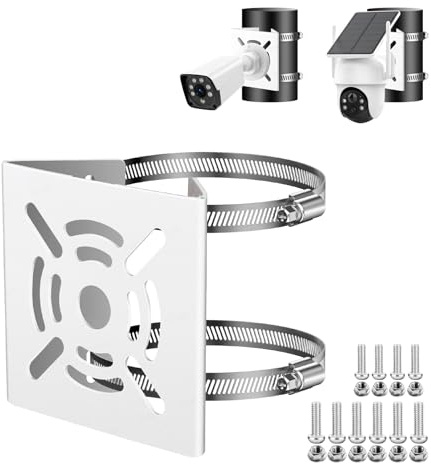 ZT-NET Universel Montage sur Poteau Vertical pour la caméra de sécurité, Montage en métal Solide avec 2 Boucles, Convient pour Les Appliques murales/de scène LED, Panneaux solaires