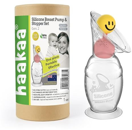 haakaa Silicoone Gen.2 100ml Breast Pump & Happy Mumday Serie Stopper Set (My Smile)