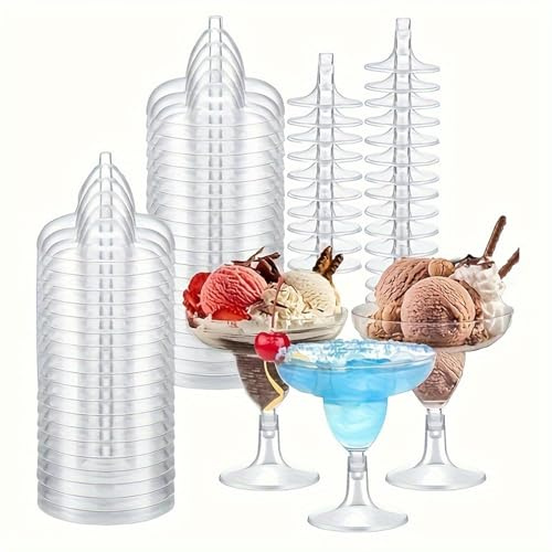 Homeily 20 Reusable Plastic Margarita Glasses Set 5oz Clear Cocktail Cups | Shatterproof BPA-Free Party Drinkware 150ml for Outdoor Wedding Home Bar Entertaining Stackable Space-Saving Design