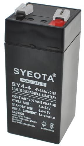Bateria Plomo Acido Recargable SY4-4 4V 4Ah AGM Sellada para Alarmas Balanzas Juguetes