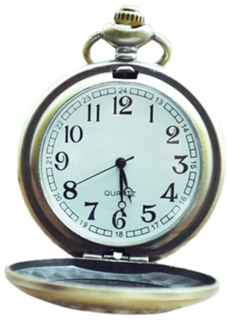ibasenice Vintage Taschenuhr mit Skelett Design und Klappdeckel | Quarzwerk, Kunststoff Legierung, Inklusive Batterie, Leicht Tragbar als Accessoire für Damen und Herren