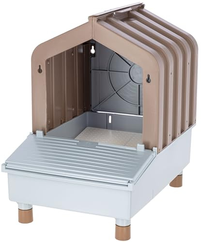 Kerbl Legenest 2in1, Eierklappe, braun/grau, 47x32,5x48cm, Kunststoff, mit Abrollfunktion, für bis zu 5 Hühner