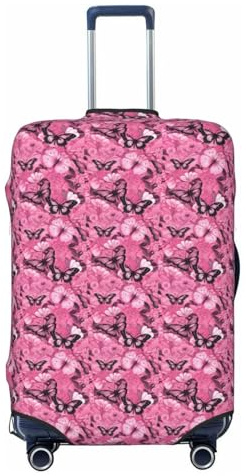 AYYQWE Housse de protection élastique pour valise, voyage et voyage Motif papillon Rose, Noir , L, Bagage à main