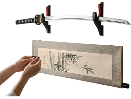 57 SPECIAL REPLICAS Porta Katana da Muro Regolabile - Supporto Catana Samurai da Parete a Vite - Espositore per Katane Giapponesi, Wakizashi, Tanto, GXWOOD-05