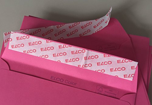25 Enveloppes, rose, magenta fushia, de ELCO, C6 = 162 x 114 mm, avec bande adhésive, 100 g/m²