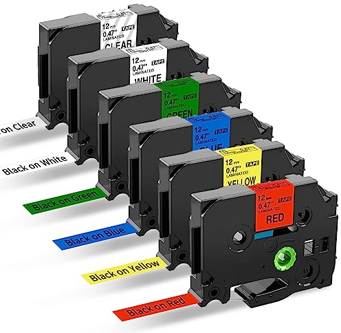 COLORWING kompatibel für Brother P-Touch TZe-231 TZe-131 TZe-431 TZe-531 TZe-631 TZe-731 TZ Tape 12mm 0.47 Schriftband für Brother PT-H107B P710BT H100LB E110 H100R D210 H110 D400 H101C D200 H105