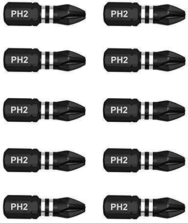 10 x SabreCut SCPH225_10 25mm PH2 Impact Screwdriver Driver Bits Set Single Ended Phillips No.2 Heavy Duty