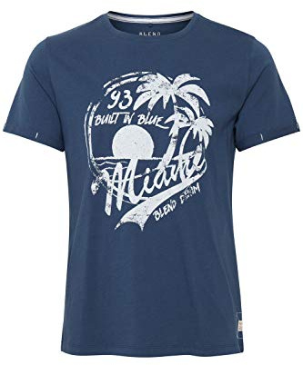 Blend Perry Herren T-Shirt Kurzarm Shirt Mit Print Und Rundhalsausschnitt, Größe:XL, Farbe:Ensign Blue (70260)