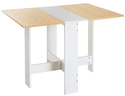 HOMCOM Mesa Plegable de Comedor Mesa Auxiliar de Cocina con 2 Alas Abatibles Ahorra Espacio Diseño Moderno 103x76x73,5cm Madera