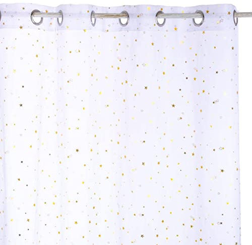 Atmosphera - Voilage Enfant Étoile d'or à Oeillets - Rose 140x250 cm - Blanc
