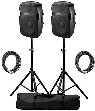 2x Ibiza XTK15A 1200W Speaker Package 15 DJ Disco Karaoke Sound System PA